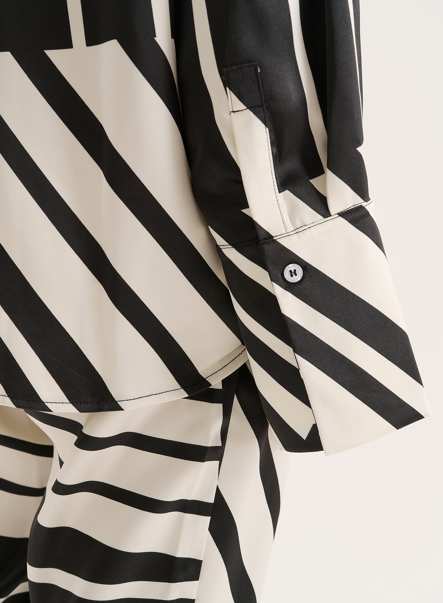 Black And White Abstract Print Satin Shirt